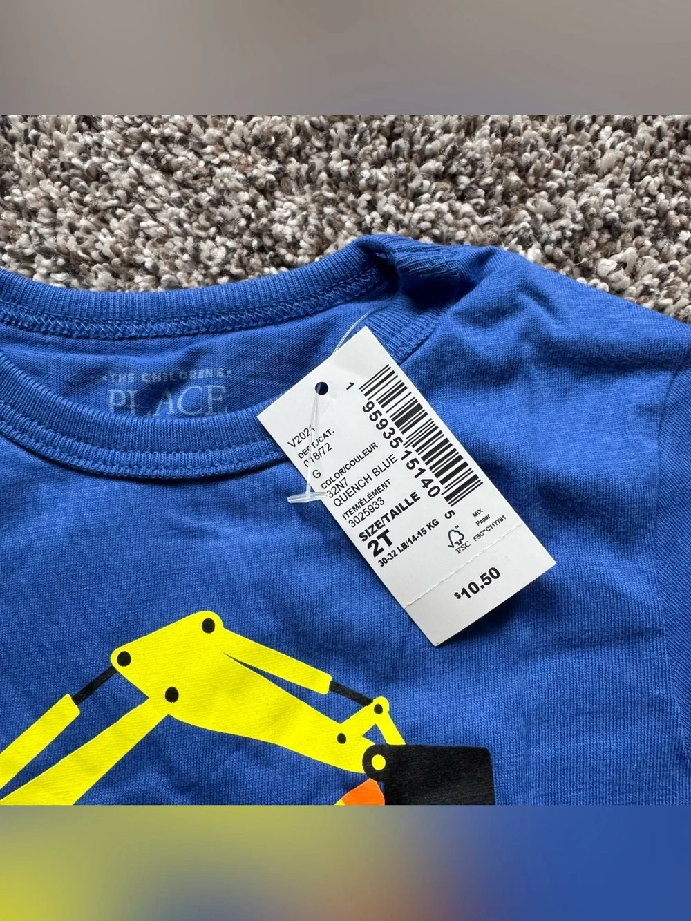 The Children's Place Blue Long Sleeve Birthday Construction Tee